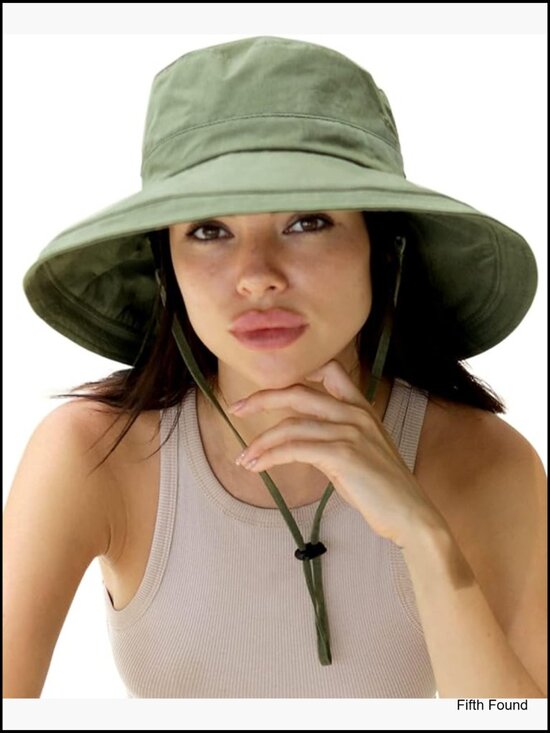 Wide Brim Sun Hat with Ponytail Hole, Foldable, Adjustable, Cotton main image 7